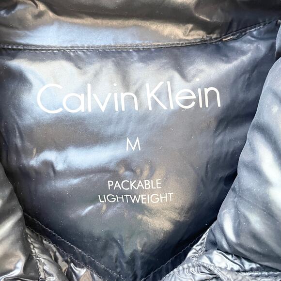 Calvin Klein Womens M Packable Down Quilted Puffer‎ Jacket Full Zip Black Travel - Picture 10 of 12